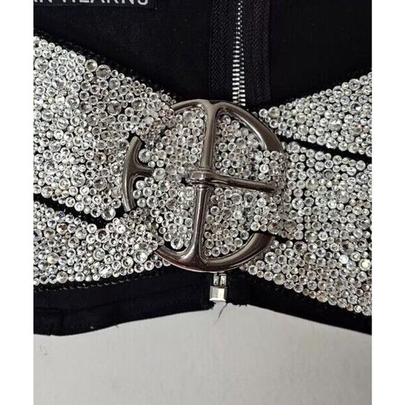 RARE Unique Bryan Hearns Bejeweled Criss Cross 90s Designer Belt with Zip Back - Picture 2 of 5